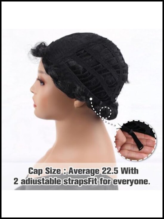 Glueless Short Black Finger Wave Pixie Cut Human Hair Wig